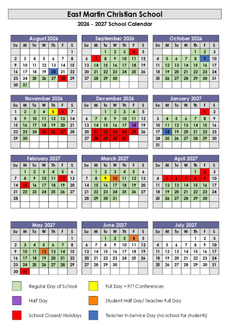 Media for School Calendar 2026-27 Parents calendar